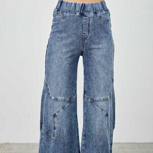 Ladies High End Boutique Plus size Star Jeans Wide Leg Size 2X